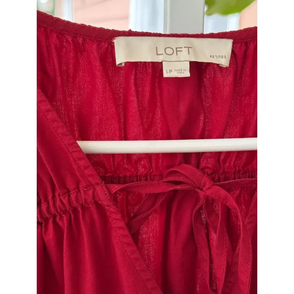 LOFT Burgundy Puff-Sleeve Mini Dress - Picture 6 of 10
